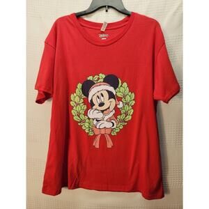 Zuni Disney Mickey Mouse Tshirt Womens Sz 2XL Santa Short Sleeve Christmas 4820